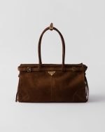 Prada Bonnie large suede handbag